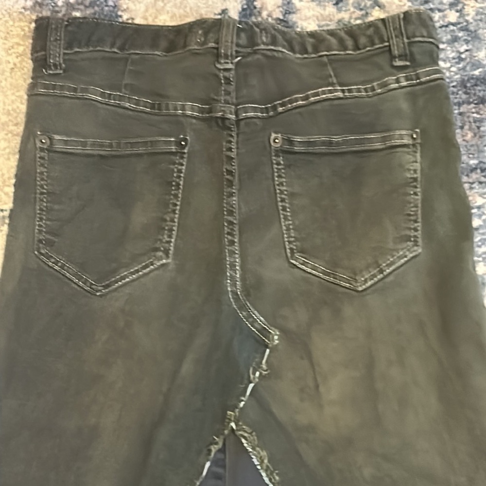 Upcycled Free People Olive Green Patchwork Denim … - image 8